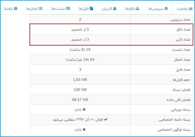 تعریف اتاق و کاربر با تعداد بالاتر