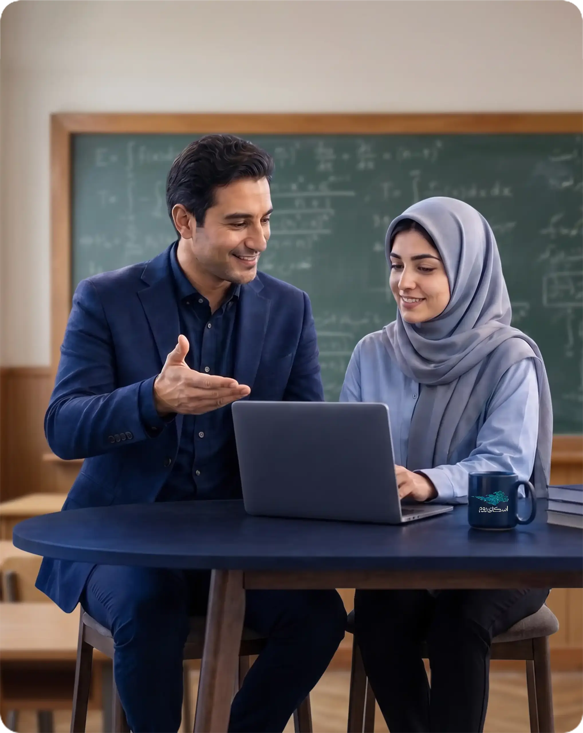 معلمی که آنلاین تدریس می‌کند